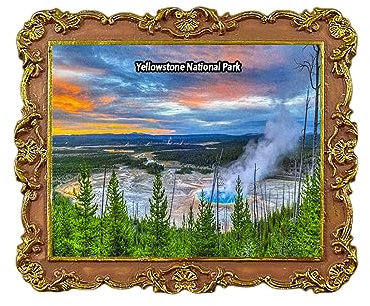 Kühlschrankmagnet mit Oberem Geysir-Becken, Nationalpark, Wyoming, USA, 3D-Reise-Souvenir, Kühlschrank-Dekoration, magnetischer Aufkleber, Bastelsammlung