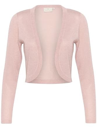 KAFFE Bolero KAankra Damen Bolero Festlich Jäckchen mit Langarm Kurze Strickjacke Peach Whip W. Metallic S