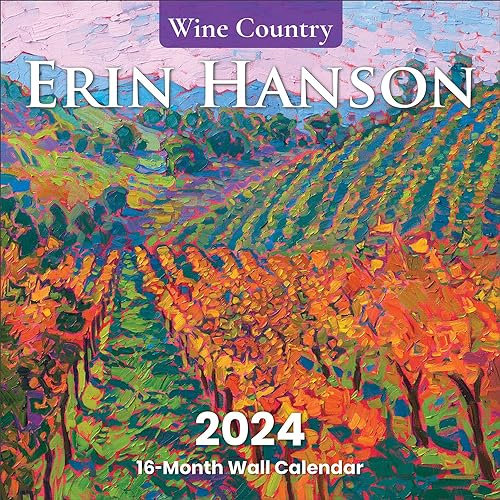 2024 Erin Hanson Kalender Wein Landschaften Fine Art | Großer Wandkalender mit lebendigen Impressionismus Weinberggemälden | Monatskalender für Büro 30,5 x 61 cm dickes Papier | Art by Erin Hanson