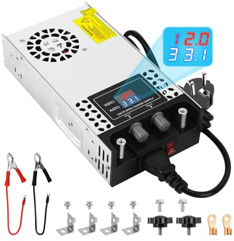 Einstellbare Netzteil DC 0-12V 600W Schaltnetzteil Transformator110V/ 220V AC auf DC 0-12Volt Netzteil 600W Transformator mit LED Anzeige, für 12V LED Streifen CCTV Radio Kamera Verstärker