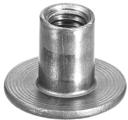 sourcing map M6 T-Nuts, 12pcs Carbon Steel Tee Nuts, Round Base Weld Nuts 12mm Height Through Hole Flange Insert Female Thread Plate Nuts