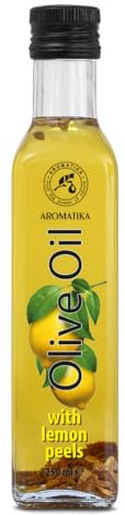 Olio d'Oliva con Scorze Limone Essiccate 250ml - Olio d'Oliva Infuso al Limone - Olio d'Oliva Commestibile Fresco - Olio d'Oliva da Cucina - Buono per Condire l'Insalata - Gusto Naturale