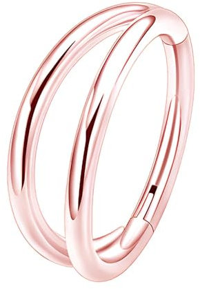 Decentraland 1 Stück 16G Roségold Durchmesser 8 mm 316L Doppelring aus Edelstahl mit Scharnier Nasenring Knorpelohrring Septumringe Daith-Tragus-Ohrringe Segment-Clicker-Lippenpiercing-Schmuck