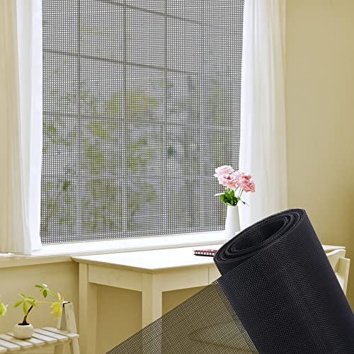 Fliegengitter für Fenster 200x300cm, Fenster Moskitonetz aus hochwertigem Fiberglas Schneidbar Fliegennetz für Wohnzimmer Bodentiefe Fenster, Schwarz
