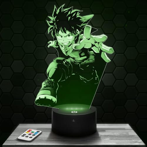 LED-Nachttischlampe Izuku Midoriya, Geschenkidee für Teenager, Zubehör Izuku Midoriya Manga Cartoon Jugendzimmer Jungen Deko Büro geschenkidee für teenager Weihnachten