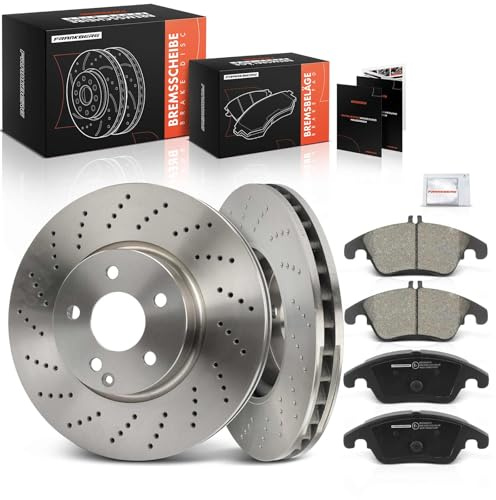 Frankberg Bremsensatz inkl. 2x Bremsscheiben + 4x Bremsbeläge Vorne | Kompatibel mit C-Klasse T-Model S204 C-Klasse W204 C-Klasse Coupe C204 Replace# A0074207520