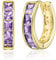Linawe Purple Gold Hoop Earrings for Women Trendy, Cubic Zirconia Amethyst Earrings Studs, Helix Cute Small Cuff Hoop, Huggie Earrings, Ear Tragus Safety Pin Cartilage
