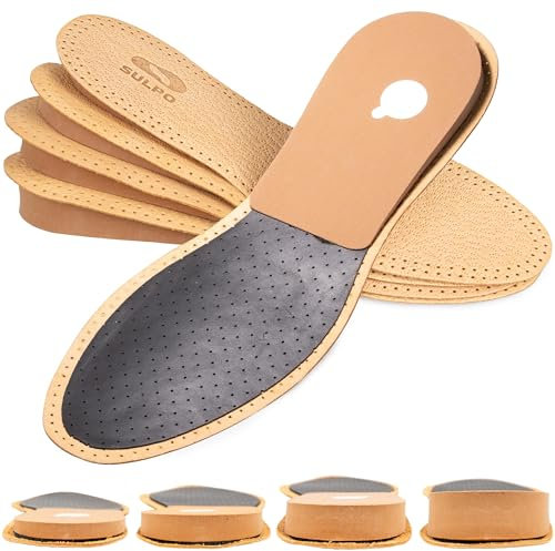 Schuheinlagen Erhöhung - Einlegesohlen Leder Fersenkeil - Einlagen größer machen für Schuhe - Schuherhöhung Fersenerhöhung - Größe 41/42- Höhe 0,5 cm