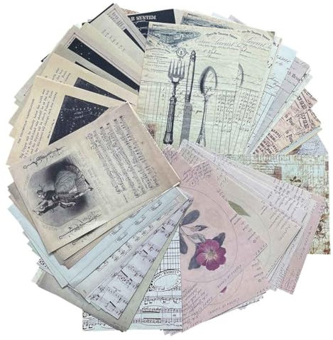 FAURAPMNG 250 Blatt Vintage Scrapbook Papier Set, 150 Journaling Scrapbooking Supplies Dekoratives Bastelpapier mit 100 Retro Aufklebern für Wandcollage Bullet Journals Junk Aesthetic Room Decor