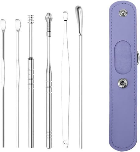 Pleteffect Ear Cleaner, The Most Professional Ear Cleaning Master in 2024—Earwax Cleaner Tool Set,Pleteffect Ear, Earwax Cleaning Tool 6-Piece Set with PU Leather (Purple)