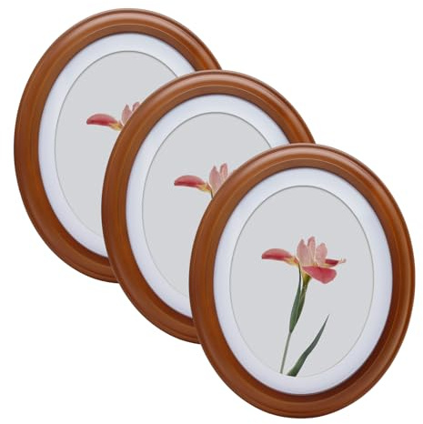 irbaniland Vintage Oval Photo Frames Set of 3-5x7 & 8x10 Inches, Wood Decorative Frames in White, Black, & Coffee - Wall Display, Perfect for Photos & Memories