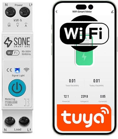 Relé WIFI 16A TUYA SMART CON MEDICIÓN DE CONTROL REMOTO DIN