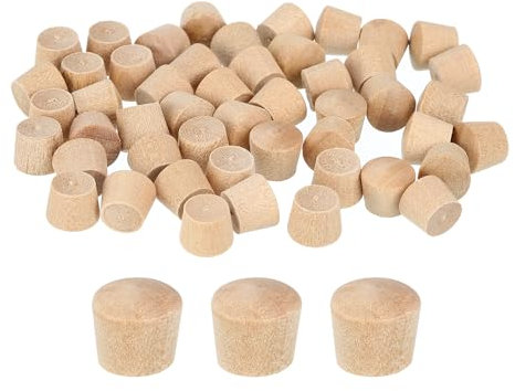 QUARKZMAN 120Pcs Bouchons à Bouton en Bois, 7,5mm Tête Plate Bouchons de Trou de Vis en Bois Dur, Capuchons en Bois, Bouchons pour Meubles, Travail du Bois, Artisanat (9mm x 7,5mm)