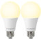 2 Pack Bombilla inteligente WiFi E27, bombilla de luz blanca cálida suave regulable, bombilla LED de rosca de 9 W, función de temporizador, funciona con Alexa y Google Home, aplicación Smart Life