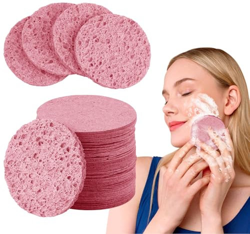 80 Stück Gesichtsschwämm, Zellulose Abschminkpads, Komprimierte Gesichtsschwämme, Naturschwamm für Tägliche Hautpflege und Make up Entferner Gesicht Reinigung