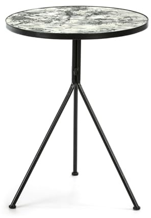 MESA AUXILIAR 60X60X78 ESPEJO ENVEJECIDO/METAL NEGRO