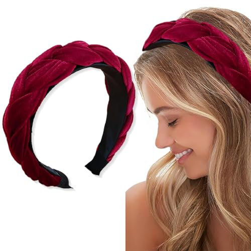 ORGYAML Bandeaux Tressés pour Femmes Anneau à Cheveux tete-Bandeau en Velour, en Velours Bandeaux élastiques Croisés Accessoires Bourgogne