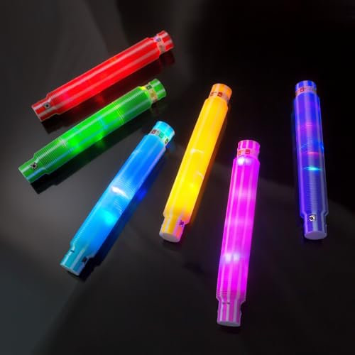 PRECORN Pop Tubes LED Fidget Toys Set – Juguete sensorial para niños pequeños en 6 colores, decoración de fiesta colorida con pulseras de luces para cumpleaños infantiles y mucho más