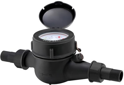 Watflow DN20 Wasserzähler 3/4 Zoll NPT Kubischer Wasserdurchflussmesser mit PVC Kaltwasserzähler für Garten Haushalt Horizontale Multijet-Installation