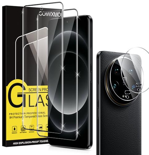 Coiwxmoi 2 +2 Pezzi Vetro Temperato per Xiaomi 14 Ultra + Pellicola Prottetiva Fotocamera, Anti Graffio, Durezza 9H,Ultra Resistente,Ultra Trasparente,Senza Bolle,Protezione Schermo,6.73