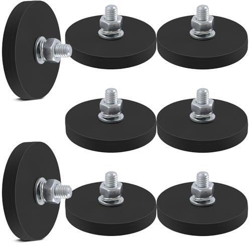 Aenienoe 8Stück Magnet mit Gewinde Neodym Magnete Gummiert 43mm Extra Stark mit M6 Außengewinde 15kg Haftkraft Sehr Starke Magneten