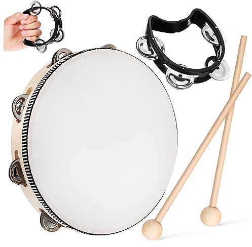 Generisch 1 Satz Einreihiges Tamburinholz + Polyesterharz + Metall Snaredrum Trommelmatte Kunststoff Tamburin Percussion