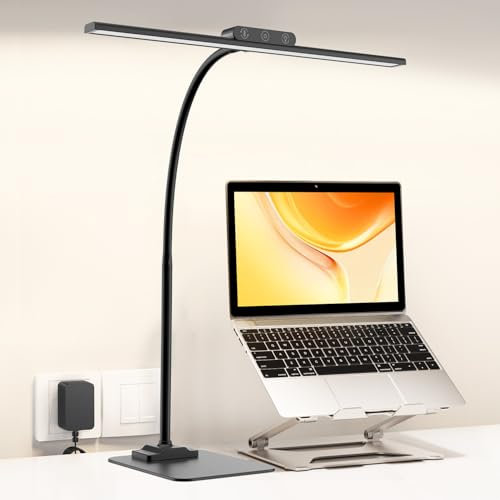 EppieBasic Desk Lamp with Base, Bright Led Desk Lamp for Home Office, Dimmable Architect Light with Flexible Gooseneck, Eye-Caring Lighting for Work, Craft, Study and Read