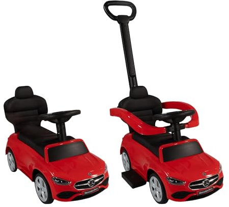 Lemodo Rutschauto rot ab 1 Jahr – Rutscherfahrzeug Kinderfahrzeug mit Schiebestange und Sicherheitsbügel, Rutscherauto mit Staufach und Sound-Lenkrad, Lizenziertes Kinderspielzeug von Mercedes