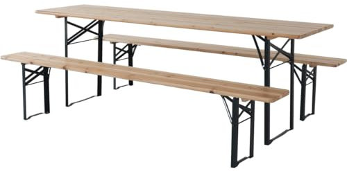 habitat et jardin Bistrot-Gartentisch klappbar mit 2 Bänken Lisbonne - 218 x 59,5 x 75 cm - Braun