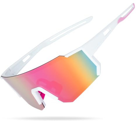 AUTOWNLUX Schnelle Brille Polarisiert UV400 Fahrradbrille Sonnenbrille Winddicht Rennrad Brille Rosa für Herren und Damen Radfahren Laufen Baseball Golf Skifahren Bergsteigen Angeln