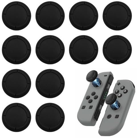 Loovisse 12 Stück Silikon Joystick Kappen, Kompatibel mit Nintendo Switch, Switch Lite und Switch OLED, Ersatz Aufsätze für Joy-Con Thumbsticks Joystick Kappen für Switch für besseren Grip und Schutz