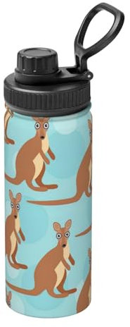 Divertente borraccia in acciaio inox con isolamento termico a doppia parete per attività all'aperto, con canguro, per campeggio, escursionismo, campeggio