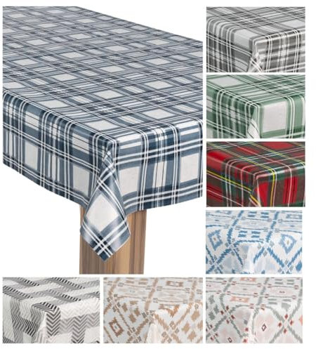 laro Wachstuch-Tischdecke Wachstischdecke Gartentischdecke, Muster:Karo Weiß Dunkelblau, Größe:110x160