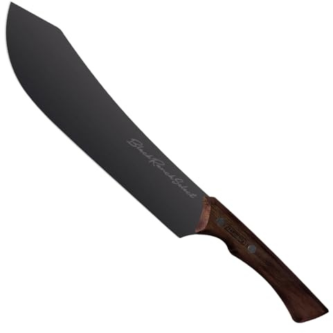 Black Ranch Select | Fleischmesser CHURRASCO BLACK | Küchenmesser 24 cm | Tranchiermesser | Chefmesser | Kochmesser | Grillmesser | Steakmesser | Scharfes Messer mit Edelstahlklinge & Holzgriff