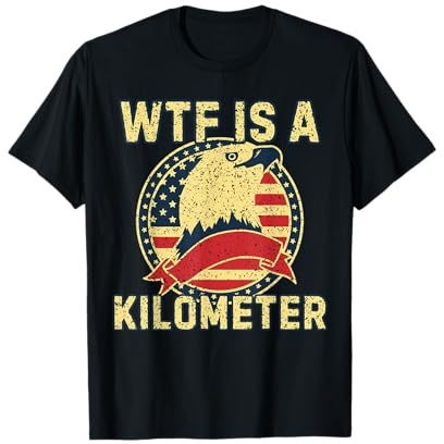 WTF Is A Kilometer Drapeau américain vintage drôle 4 juillet T-Shirt