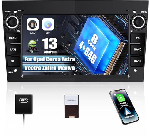 CAMECHO 8 Core 4+64G Android 13 Autoradio con CarPlay/Android Auto/DSP per Opel Corsa d/Astra h/Zafira b/Meriva,7 Pollici HD Navigatore GPS WiFi Bluetooth 5.0 USB FM/RDS Radio Mirror Link