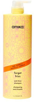 amika Forget Frizz Anti-Frizz Shampoo 1L I Glättendes Shampoo gegen Frizz I Bis zu 72h Feuchtigkeitsschutz und Geschmeidigkeit I Für krauses & trockenes Haar I Vegan, ohne Parabene