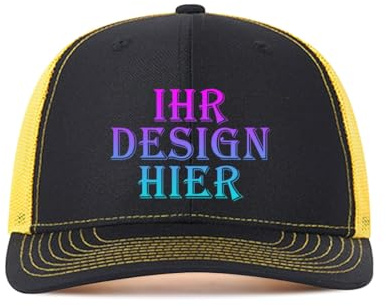 Kustima Trucker Cap personalisiert mit Foto/Logo/Text,Baseball Caps selbst gestalten,Mesh-Kappe personalisierte für Männer & Frauen,Verstellbare Dad Cap Schwarz,Basecap Herren Damen