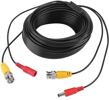 Qcwwy BNC CCTV-Expansion Cable Resistente a la Intemperie Cable de Video Profesional Resistente a la Intemperie para la Caja de Televisión 20m Negro 1 (20m)