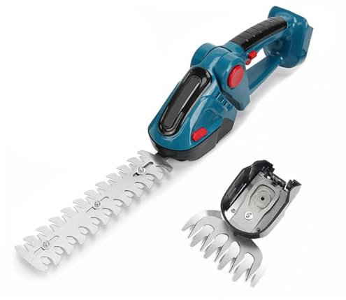 Akku Heckenschere,2-in-1 Elektrischer Heckenschneider,20cm Schnittlänge,18V Batterien mit Ladegerät, 19mm Zahnabstand Dual Schnittklingen,ergonomischer Griff, Ideal für Hohe Hecken (ohne Akku)