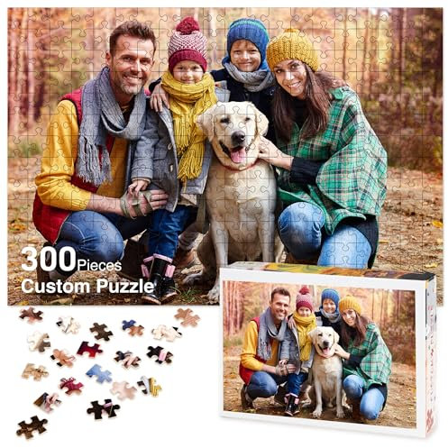 Easycosy Personalised Photo Jigsaw Puzzle 1000/500/300 Pieces for Adults Custom Picture Text Birthday Anniversary Engagement Memorial Personalised Gifts for Her Him Family Kids - Horizontal/Vertical