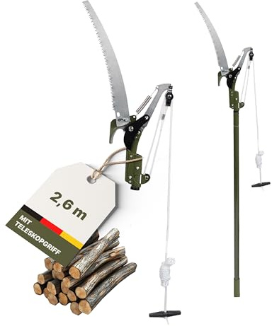 NovaTerra Astsäge mit Teleskopgriff 2in1, Astsäge Baumsäge mit Einstellbare Stiel, Schneidet Sauber und Schnell, Höhenverstellbar, 2,6m