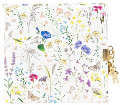 goldbuch 44 574 Tagebuch Summer Meadow, Kindertagebuch 16,5 x 16,5 x 1,5 cm | Diary mit weißem Kunstdruck-Motiv Wildblumen, 96 weißen Seiten, Schloss & 2 Schlüssel, Journal abschließbar, Made in Germany