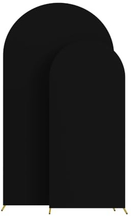 Bosiyrggrl Wedding Arch Cover, Arch Backdrop Stand Cover for Birthday Party Ceremony Banquet Decoration with 100 Balloons(Black)