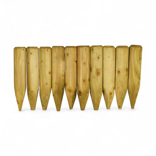 Holzpalisaden 10er Set 6×30 cm – KDI Grün imprägniert – rund gefräst & sauber verarbeitet – robuste Gartenpfähle aus Sauerländer Holz für Beetbegrenzung, Rasenkanten, Wege & Gartendeko