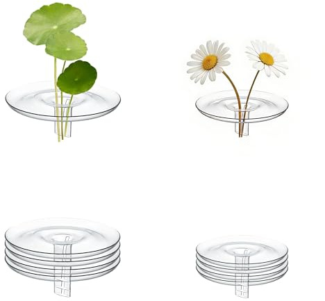 XCSJ Schwimmende Pflanzenringe,Blumenbehälter,2 Größen (Transparent) | Dynamische Rotation,10 Pcs,Steckigel Blumen Frosch Blumenarrangement Werkzeug für kleine,Einzelblumen Wasserpflanzen