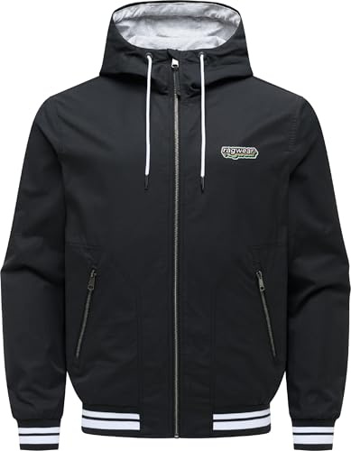 Ragwear Herren leichte Übergangsjacke im Collegejacken-Stil kurze Jacke mit Kapuze und elastischem Saum Stewan YOUMODO S-4XL