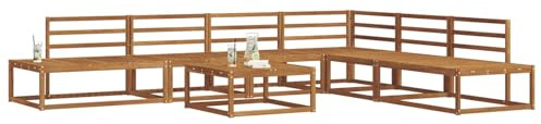 vidaXL Outdoor-Sofagarnitur 7 Stück Natur Massivholz Akazie, Garten und Terrasse, modernes, wetterfestes Sofa, Akazienholz-Sektional für stilvolle Entspannung im Freien, Terrassensitzgelegenheiten