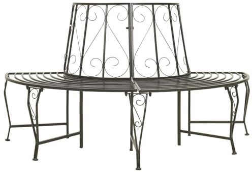 Lumanois Banco para árbol de jardín semicircular Acero 160 cm, Mobiliario Muebles de jardín Asientos de Exterior Bancos de jardín, Gris, 11.6kg