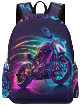 Rucksack Motorradrrad Teenager Schulrucksack Mit Mountainbike Mädchen, Mode Lässiger Schulranzen Casual Daypack, Leicht Tagesrucksack Für Jungen 2-5 Klasse